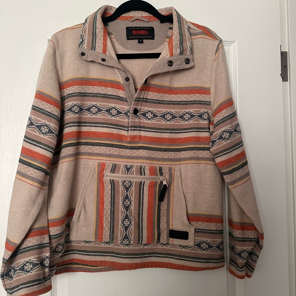 Men's Beige and Orange Patterned Jacket